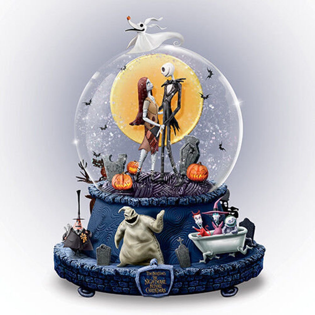 Disney Tim Burton NIGHTMARE BEFORE CHRISTMAS Rotating Musical Snow Globe New Etsy