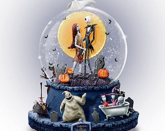 Disney Tim Burton NIGHTMARE BEFORE CHRISTMAS Rotating Musical Snow Globe New