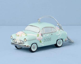 LENOX 2026 Just Married Vintage Car Christmas Ornament NEW 898579