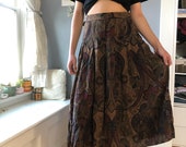 Bohemian Patterned Brown Maxi Skirt