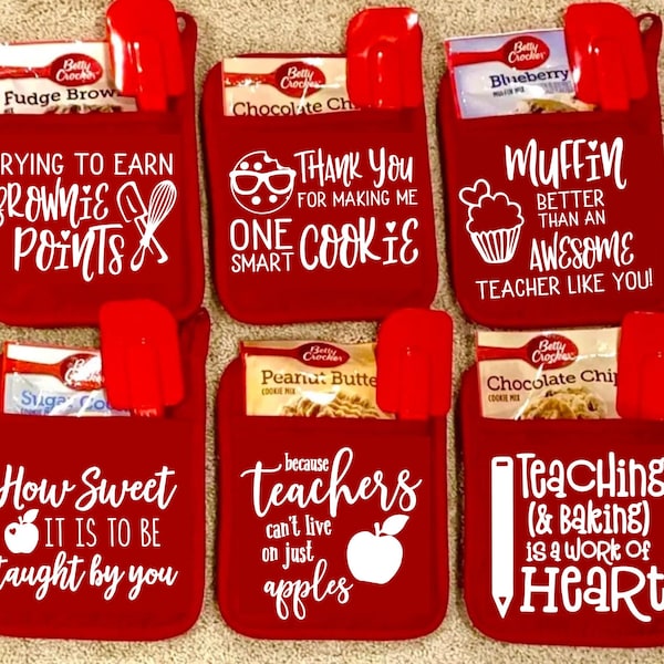 Oven Mitt Gift-Best Custom Potholder with Cookie Mix- Teacher Day Christmas Gifts Kitchen Decor-Potholder with pocket Co-Worker Gift Idea