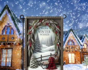Warm Winter Wishes Christmas Garden Flag