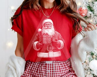 Nostalgic Santa Comfort Colors shirt, Christmas tee for adults and kids