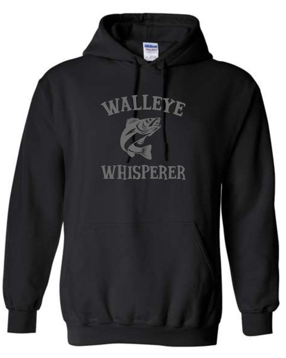 Hoodie-Walleye Crewneck Fishing Tee-Winter Collection-Cozy Hooded Sweatshirt-Warm Terry Hoodie-Cold Weather Fashion Winter Collection Gift