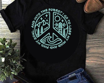 T-Shirt-Wald Wandern Shirt-Inspirational Grafik Tee-Wander Frauen T-Shirt-Hippie Kleidung für Frauen-Wald Abenteuer Shirt-Natur Liebhaber Tee