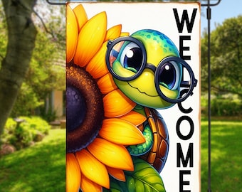 Welcome Turtle Garden Flag