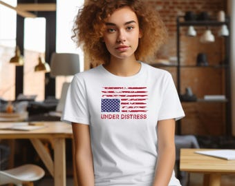 Amerika under nöd unisex t-shirt, upp och ner amerikansk flagga kortärmad t-shirt, aktivist protest motståndare t-shirt, anti-Trump unisex t-shirt