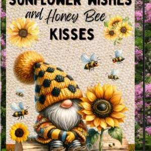 Summer Fall Flag, Modern Outdoor Yard Decor, Sunflower Wishes Garden Flag, Honey Bee Kisses Sunflower Flag