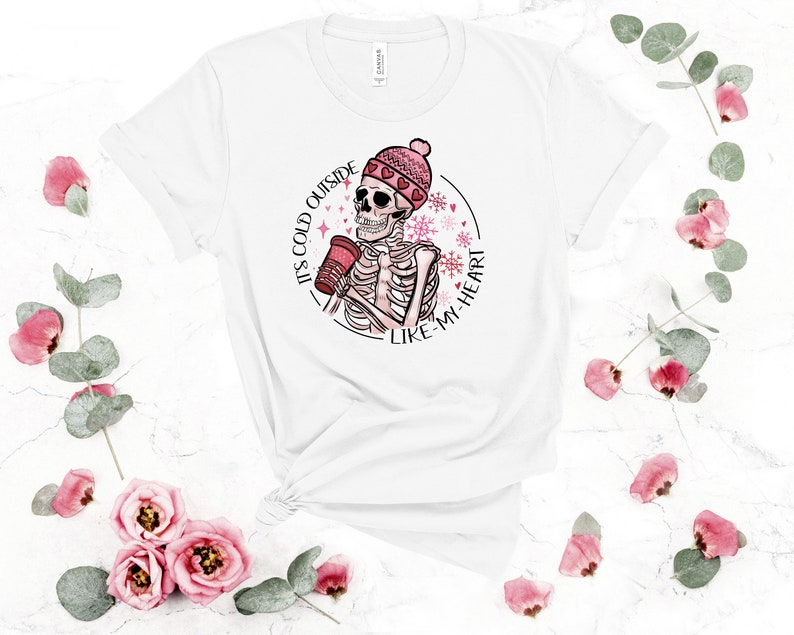 T-Shirt-Valentine's Skeleton Shirt-Gothic Couple Love Shirt-Funny Day Top Tee Women Fashion-Romantic Skeleton Tee-Sweatshirt For Mom Gift image 2