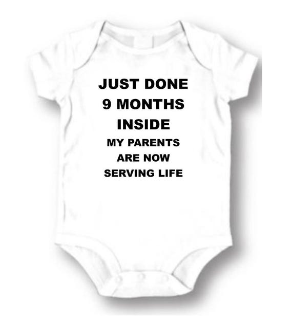 Funny Baby Bodysuit – 'just Done Months Inside, My Parents Are