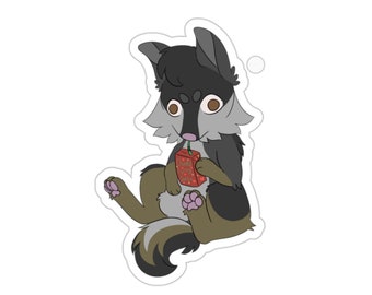 Pegatina troquelada de jugo peludo tonto