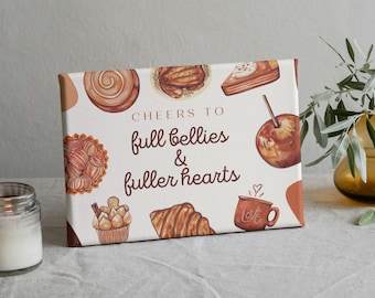 Cartaz de Ação de Graças | Impressão de agradecimento | Impressão de decoração de agradecimento de comida | Arte em grande escala na parede da galeria | Design divertido | Decoração de casa grata