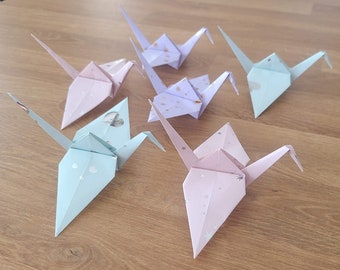Set of 6 or 12 Handmade Origami Cranes Pastel Pink Green Purple | Origami Crane | Origami Bird | Origami Birds Party Baby Shower Celebration