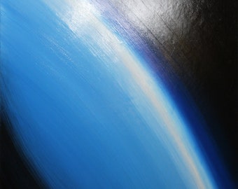 Painting of the planet earth, ozone layer painting, acrylic on canvas 90 x 70 cm