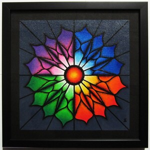 Modern acrylic painting on canvas Colorful flower image 1