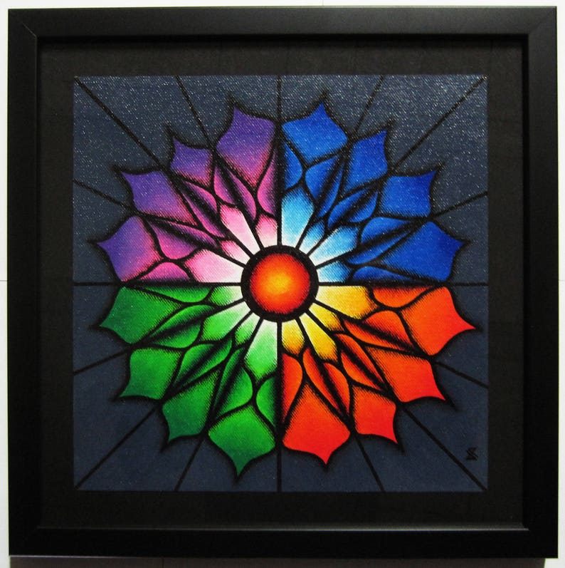 Modern acrylic painting on canvas Colorful flower image 1