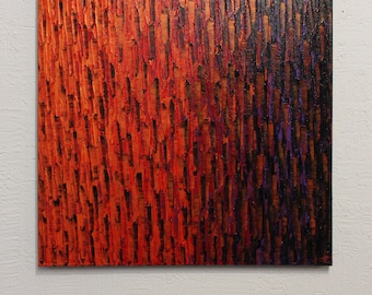 Modern knife painting on canvas | Fade color orange red purple