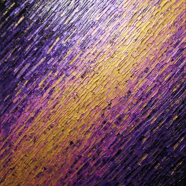 Tableau brillant au couteau sur toile Texture couteau dorée violette