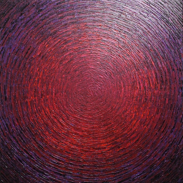 Peinture design au couteau Éclat rouge iridescent violet