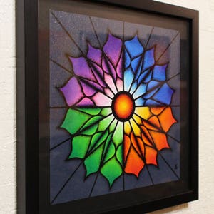 Modern acrylic painting on canvas Colorful flower image 3