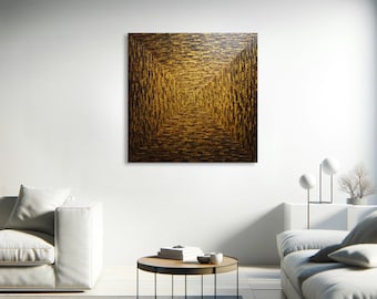 Original Gold Artwork | Large brown gold gradient 80 x 80 cm | Abstract art on cotton canvas