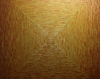 Golden abstract painting on canvas | Large square pearly gold gradient 80 x 80 cm | Contemporary abstract art