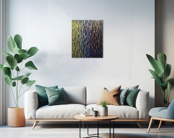 Contemporary handmade painting, modern blue interior work