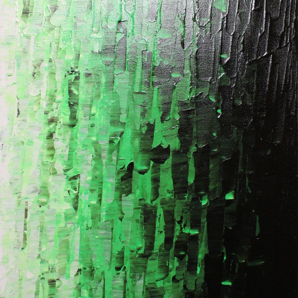 Peinture acrylique au couteau sur toile Fondu vert