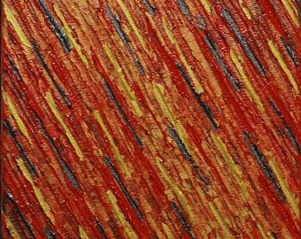 Modern painting on canvas | Gray red gold knife texture