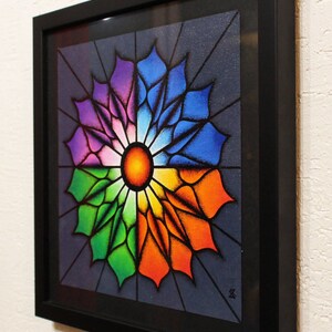 Modern acrylic painting on canvas Colorful flower image 4