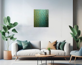 Emerald Blue Painting | Seaweed Gold Color Fade