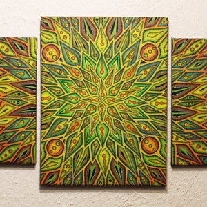 Contemporary Pentaptyque on canvas Colorful broadcast