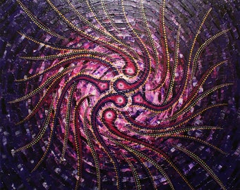 Purple paint with acrylic with knife on purplish Sens canvas