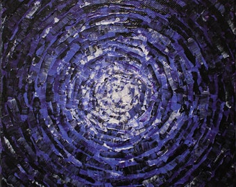 Acrylic paint with spatula on canvas Small radiance of purple glow