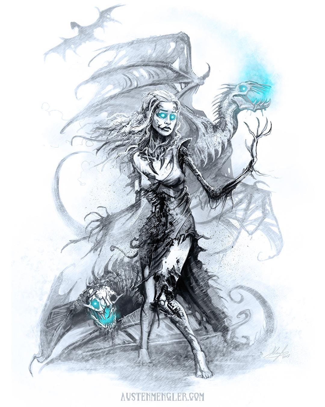 Daenerys Targaryen (2013) - Gesigneerde A4-, A3- of A2-print in beperkte  oplage - De winter is gekomen - Game of Thrones-fanart (1 van 8) door  Austen Mengler - Etsy België, image size:1080x1350
