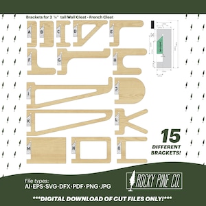 2.55-inch French Cleat Brackets Vector Files - Laser/CNC cut files