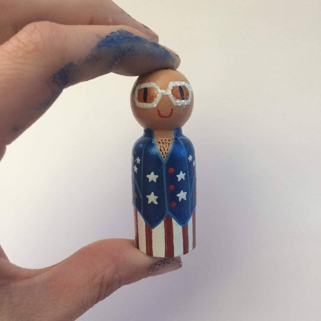Elton keyring handpainted wooden doll keyring Etsy