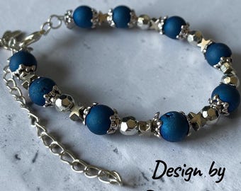 Silver Druzy Bead Bracelet