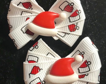 1.75" wide Santa hat hair bows