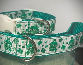 Clover cupcakes ribbon leash and collar set