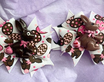 2”-2.25” wide Chocolate Bunny bow