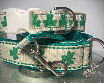 Clover burlap ribbon leash and collar set