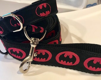 Pink or yellow batman leash and collar set