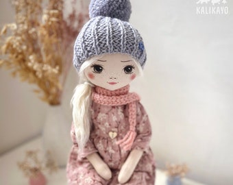 Doll 'Cherry Blossom' - little romia doll, cloth doll, rag doll, fabric doll, pink doll, handmade