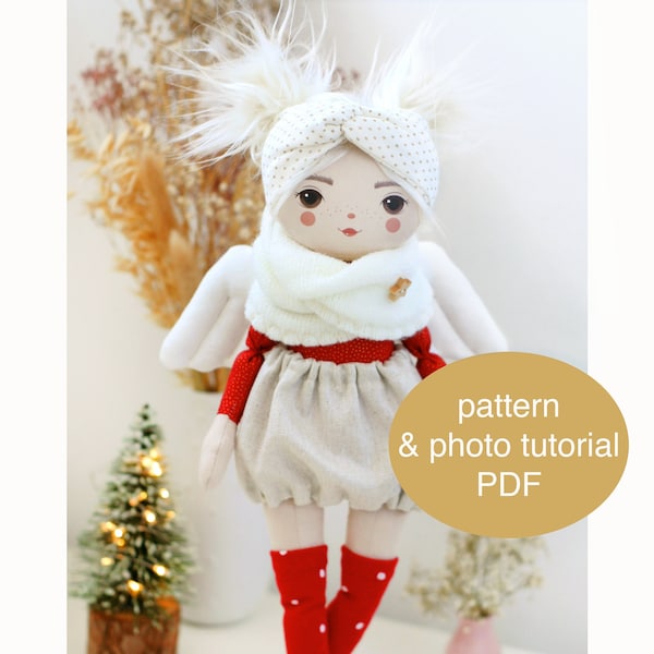 Mini romia doll PATTERN and tutorial PDF, angel doll, faces to print, doll sewing pattern, DIY doll, rag doll pattern, cloth doll pattern