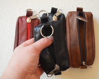Skórzany brelok, mini etui na klucze, uroczy prezent dla niego, prezent urodzinowy dla męża, prezent dla mamy, prezent dla brata, portfel, prezent dla dziewczyny