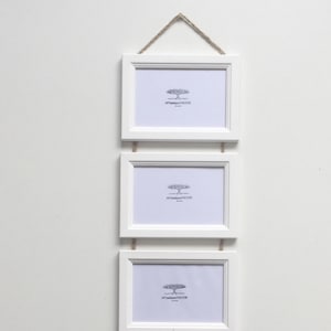 White Triple Photo Frame: Jute Twine Hanging Display