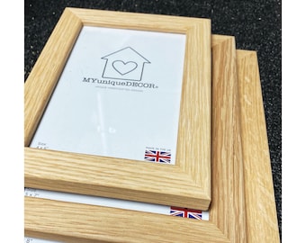 Solid Oak Photo Picture Frame Real Wood Wooden Glass British Made UK Top Quality 4x6, 5x5, 6x6, 5x7, 6x8, 8x8, 8x10, 10x10, 12x12, A4