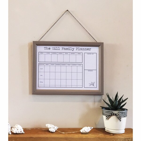 Family Meal and Activity Planner A4 - Wipe Clean - Personalised