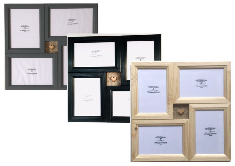 Collage Photo Picture Frame Unfinished Solid Wood With Hessian Image 0